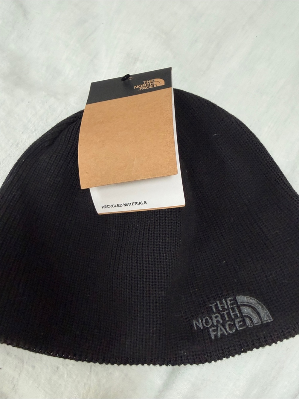 The North Face Bones Black Knit Recycled Beanie with Logo
